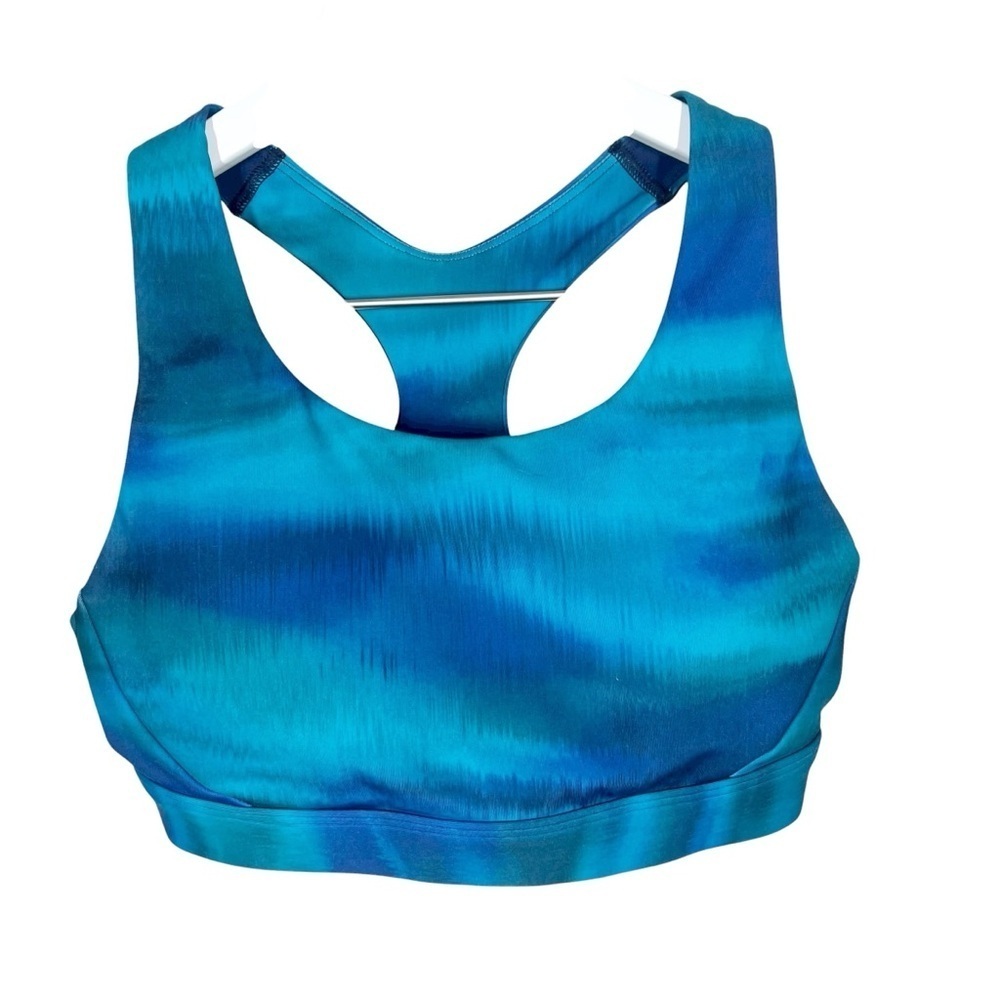 Athleta Womens Ultimate Printed Blue Watercolor Sports Bra Workout Yoga Size XS